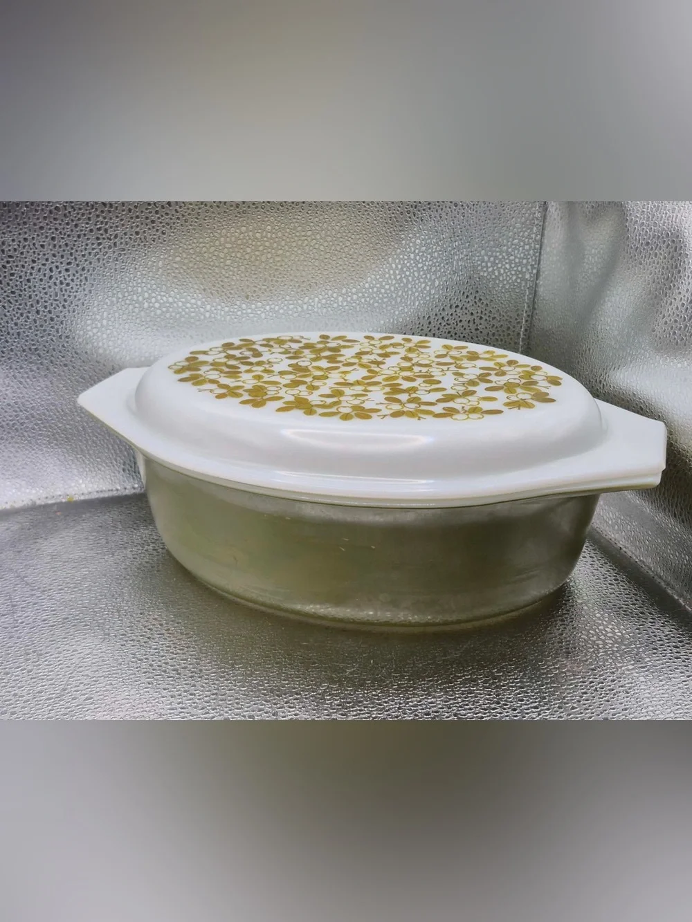 Vintage Pyrex Verde Olive Green 2 1/2 Qt Oval Casserole Dish With Lid 043